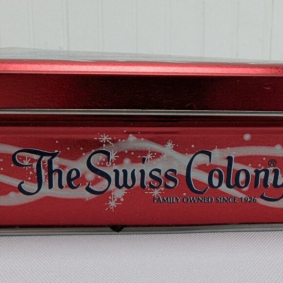 The Swiss Colony Metal Tin Lot of 2 Red Gold Santa Mouse Christmas Square Empty - Picture 8 of 16